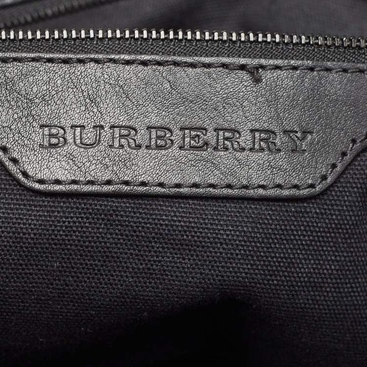 Pre Owned Burberry Brown/Black Smoke Check PVC and Leather Tote