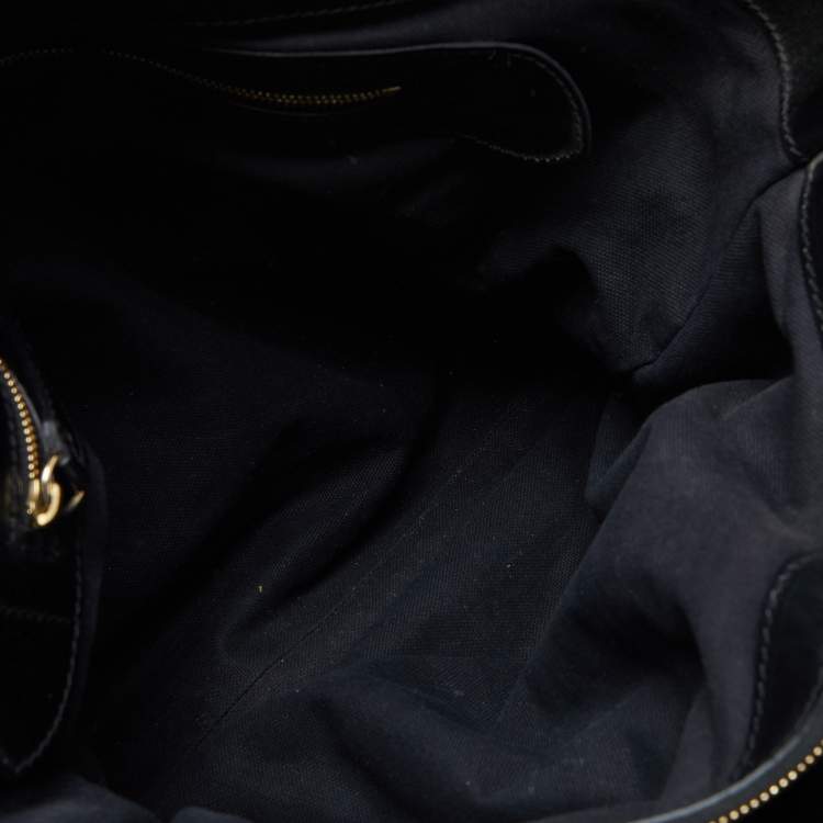 Pre Owned Burberry Black House Check Canvas and Leather Large Bridle Lynher Tote