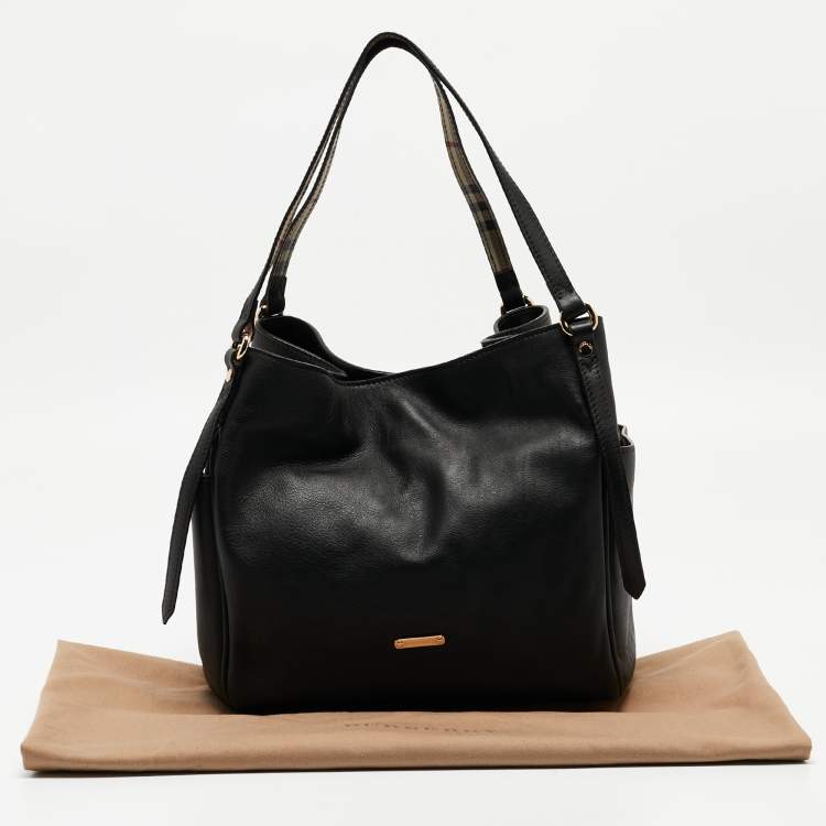 Pre Owned Burberry Black Leather Small Canterbury Tote