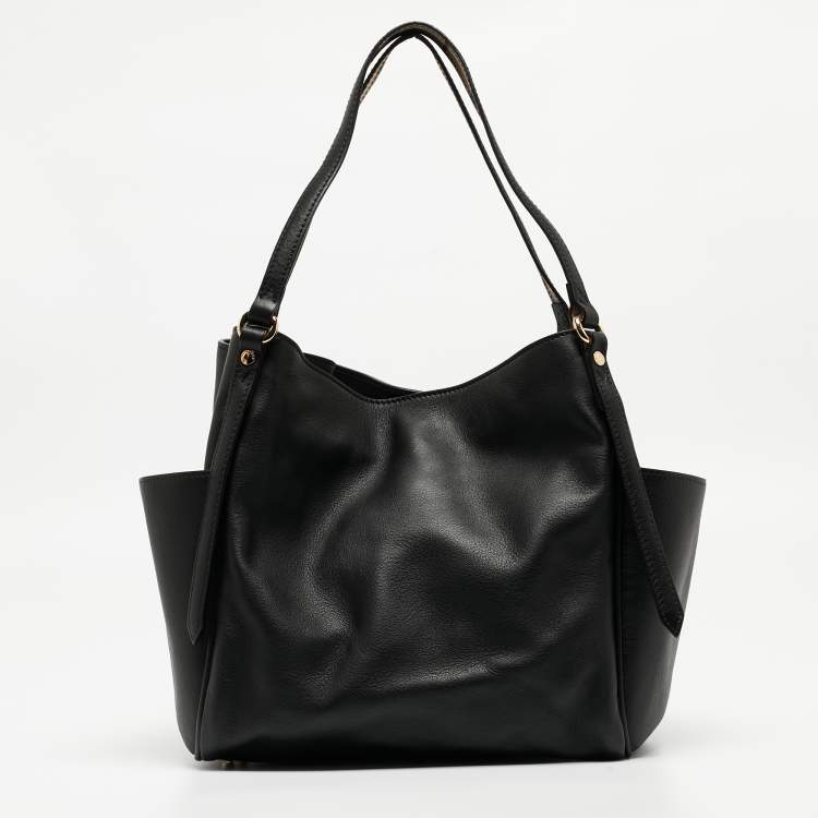 Pre Owned Burberry Black Leather Small Canterbury Tote