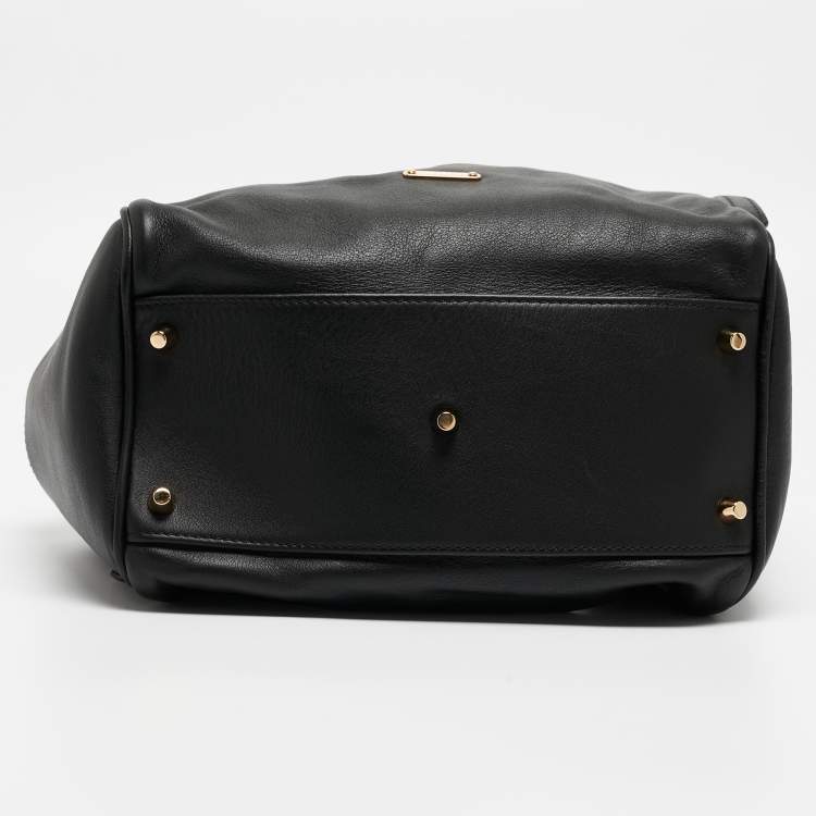 Pre Owned Burberry Black Leather Small Canterbury Tote