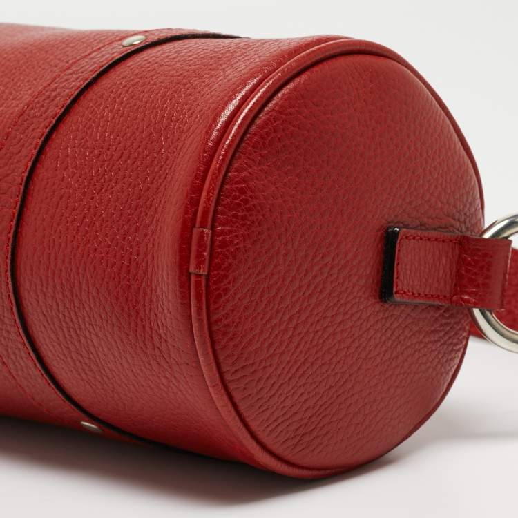 Pre Owned Burberry Red Leather Barrel Bag