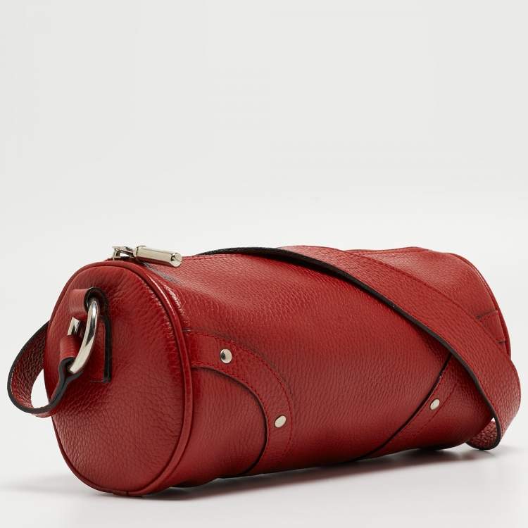 Pre Owned Burberry Red Leather Barrel Bag