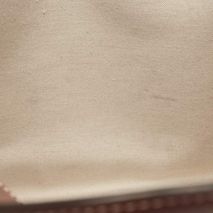 Pre Owned Burberry Brown/Beige Leather and Canvas Medium Pocket Bag