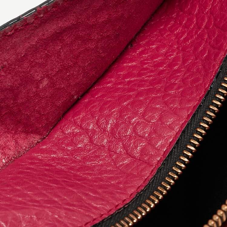 Pre Owned Burberry Magenta Embossed Check Leather Chichester Crossbody Bag