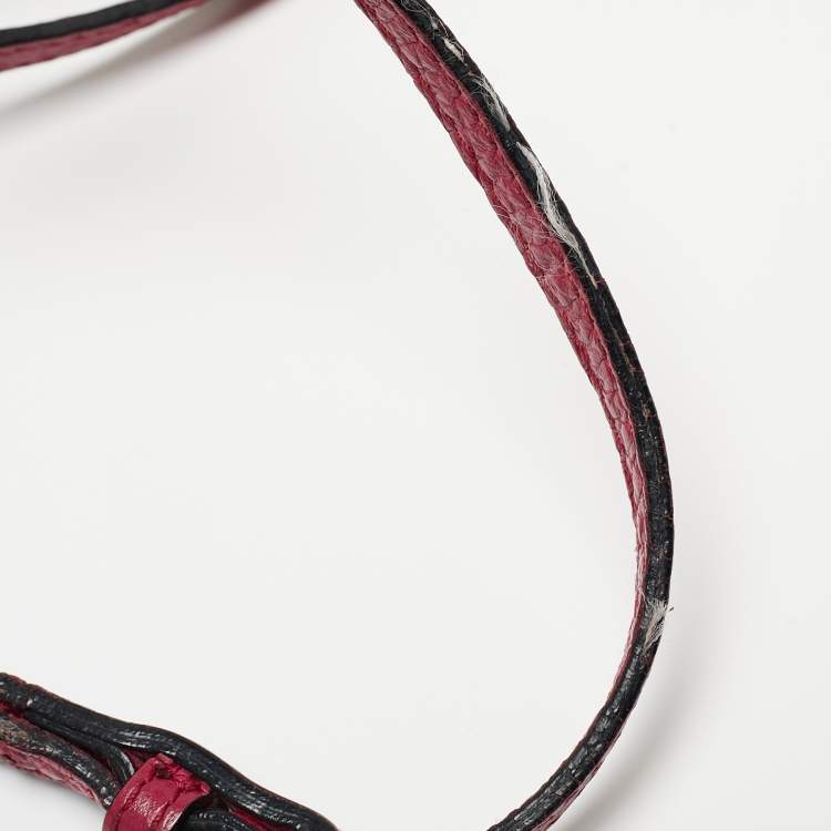 Pre Owned Burberry Magenta Embossed Check Leather Chichester Crossbody Bag