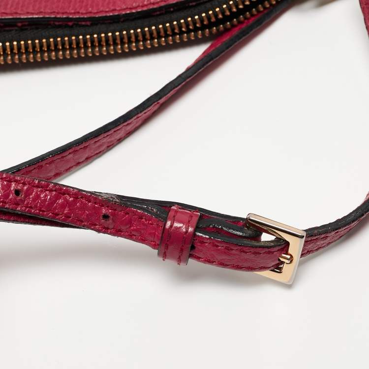 Pre Owned Burberry Magenta Embossed Check Leather Chichester Crossbody Bag