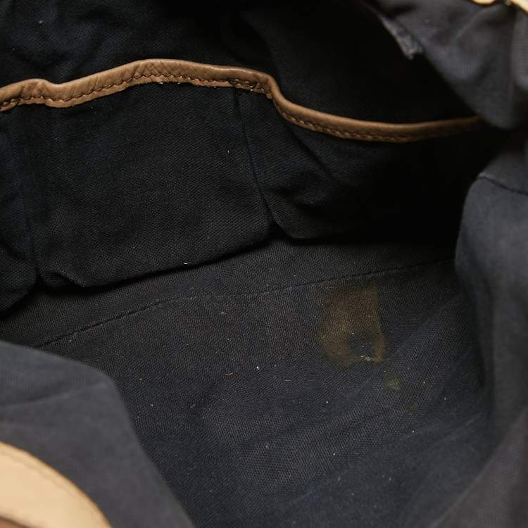 Pre Owned Burberry Beige House Check Canvas and Leather Brecon Tote