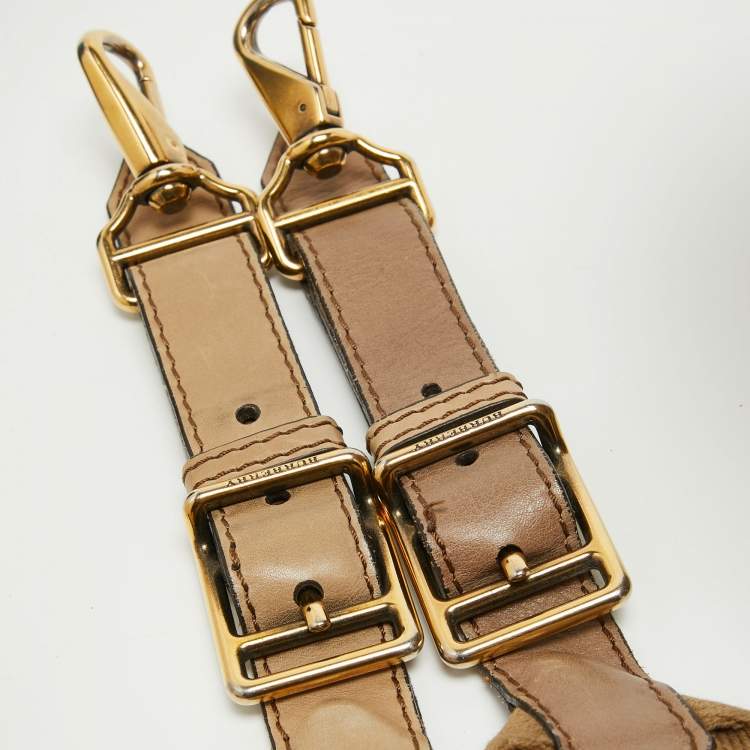 Pre Owned Burberry Beige House Check Canvas and Leather Brecon Tote