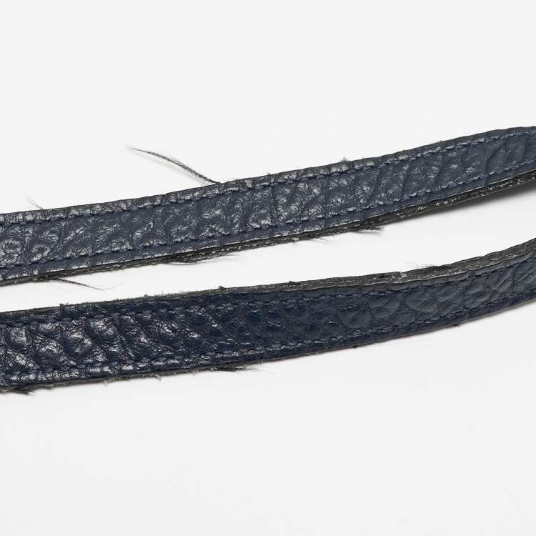 Pre Owned Burberry Navy Blue Embossed Leather Canterbury Tote