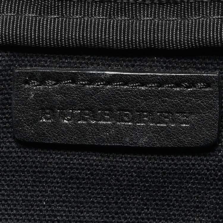 Pre Owned Burberry Beige/Black Exploded Check Canvas and Leather Zip Pouch