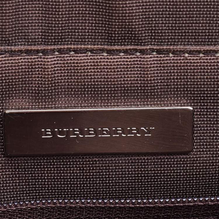 Pre Owned Burberry Beige/Brown Vintage Check Fabric and Leather Rectangle Tote