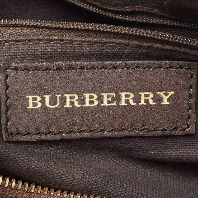 Pre Owned Burberry Brown/Beige Haymarket Canvas and Leather Alchester Bag