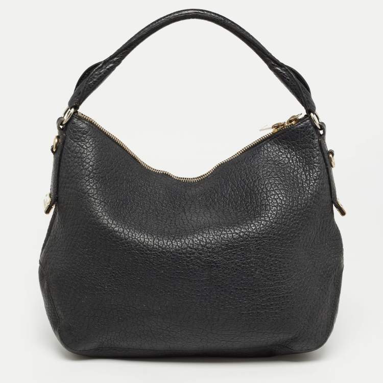 Pre Owned Burberry Black Pebbled Leather Ledbury Hobo