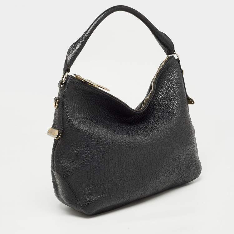 Pre Owned Burberry Black Pebbled Leather Ledbury Hobo