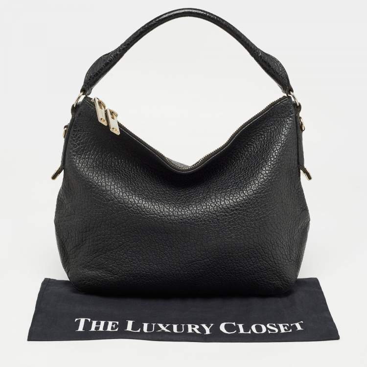 Pre Owned Burberry Black Pebbled Leather Ledbury Hobo