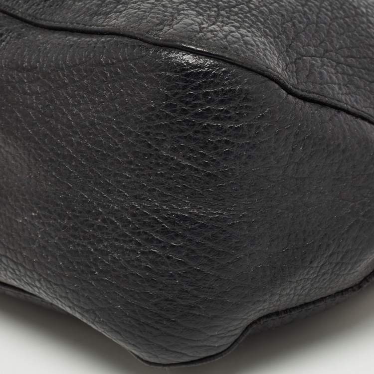Pre Owned Burberry Black Pebbled Leather Ledbury Hobo