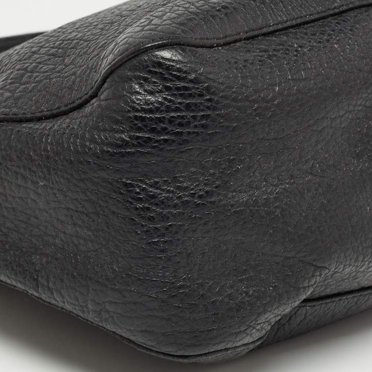 Pre Owned Burberry Black Pebbled Leather Ledbury Hobo