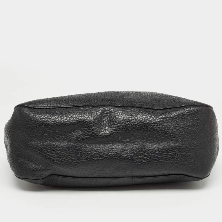 Pre Owned Burberry Black Pebbled Leather Ledbury Hobo