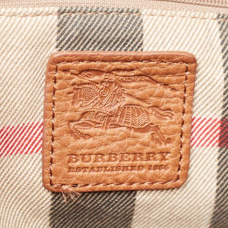 Pre Owned Burberry Beige/Brown Canvas and Leather Stowell Roll Up Tote