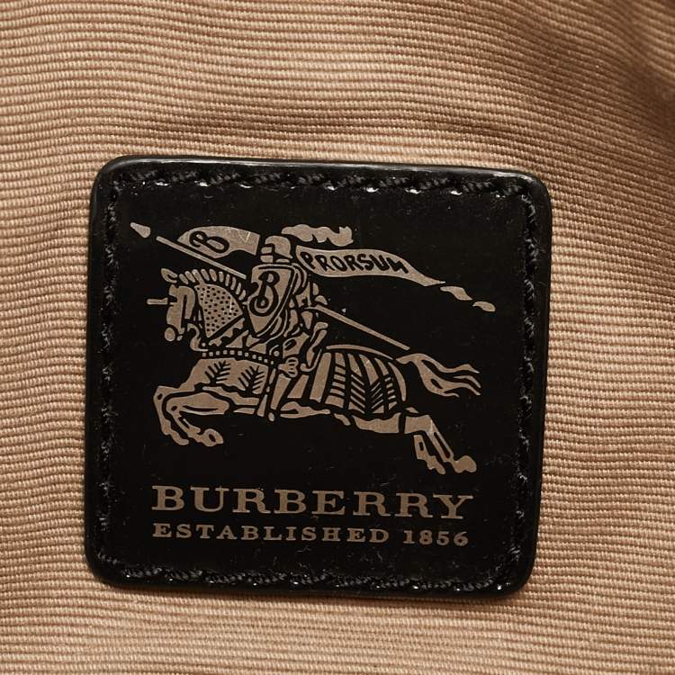 Pre Owned Burberry Black/Beige Nova Check Coated Canvas and Patent Leather Newbury Pochette Bag