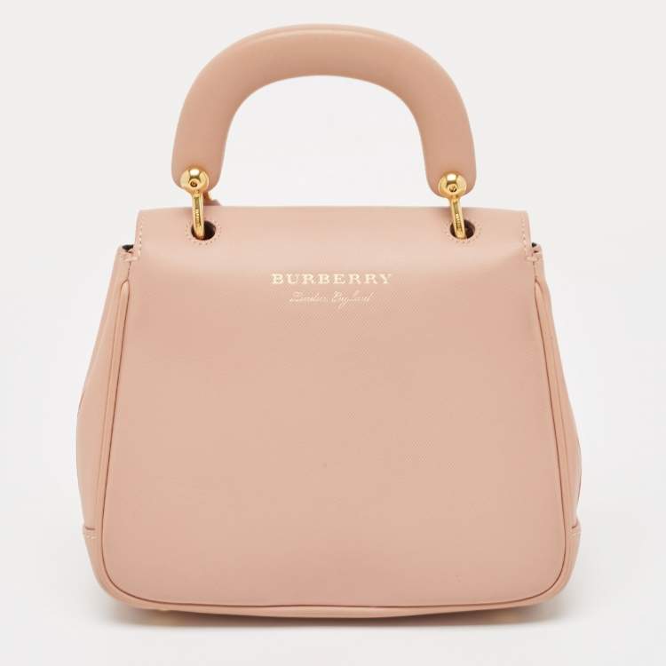 Pre Owned Burberry Old Rose Leather Small DK88 Top Handle Bag