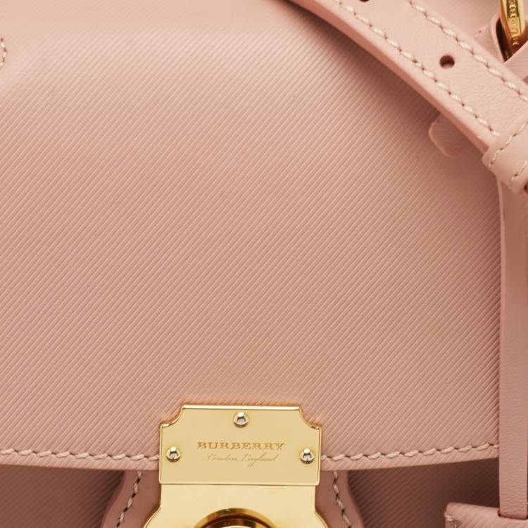 Pre Owned Burberry Old Rose Leather Small DK88 Top Handle Bag