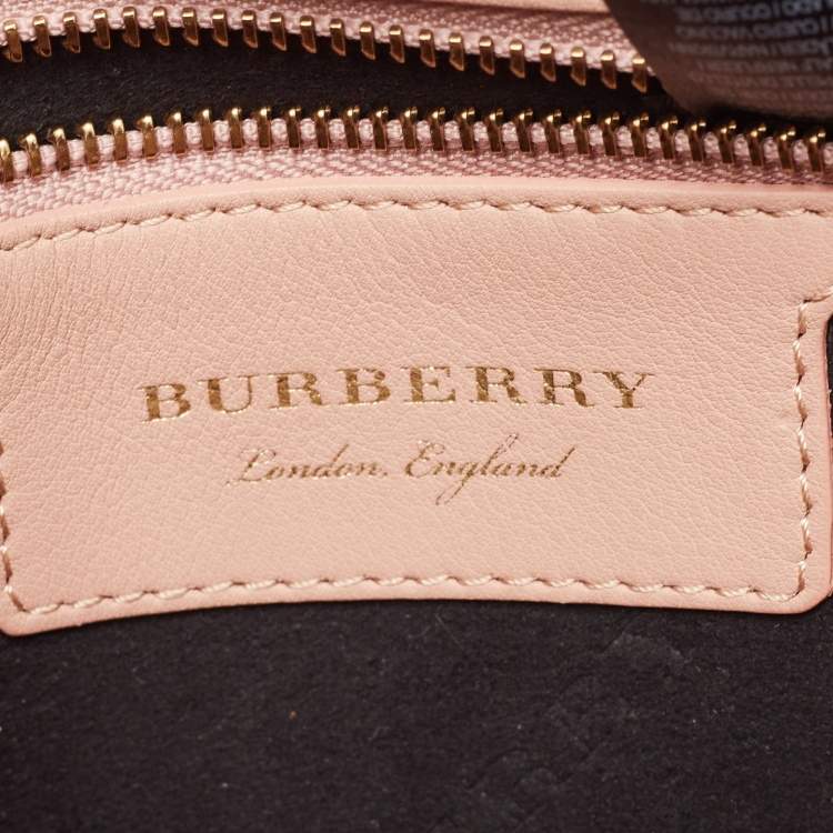 Pre Owned Burberry Old Rose Leather Small DK88 Top Handle Bag