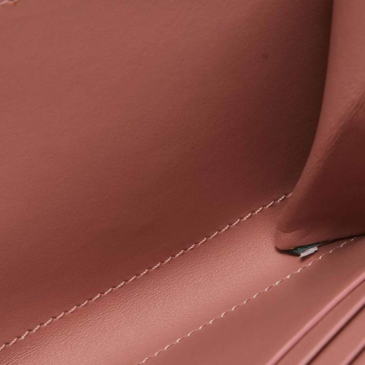 Pre Owned Burberry Green Leather Square Zip Around Compact Wallet