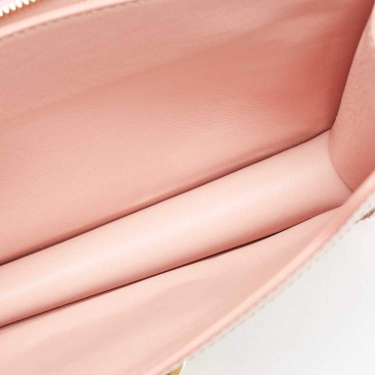 Pre Owned Burberry Cream/Pink Canvas and Leather Small TB Shoulder Bag