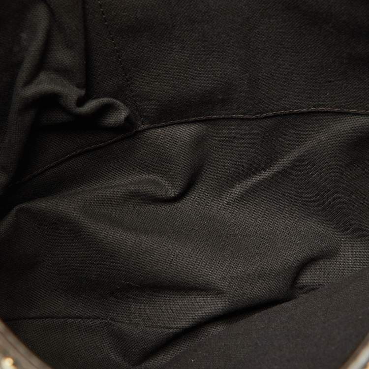 Pre Owned Burberry Dark Brown/Beige House Check PVC and Leather Studded Hartley Hobo