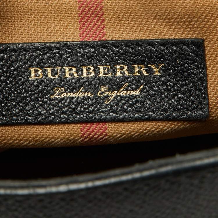 Pre Owned Burberry Black Grained Leather Small Buckle Tote
