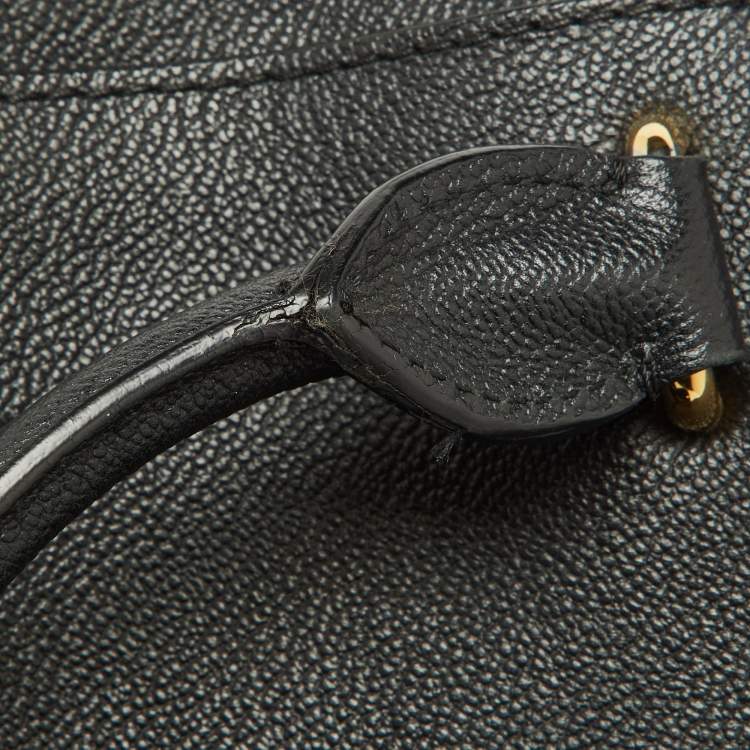Pre Owned Burberry Black Grained Leather Small Buckle Tote