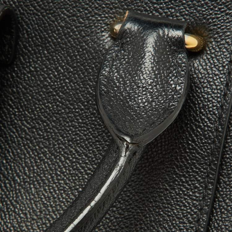 Pre Owned Burberry Black Grained Leather Small Buckle Tote