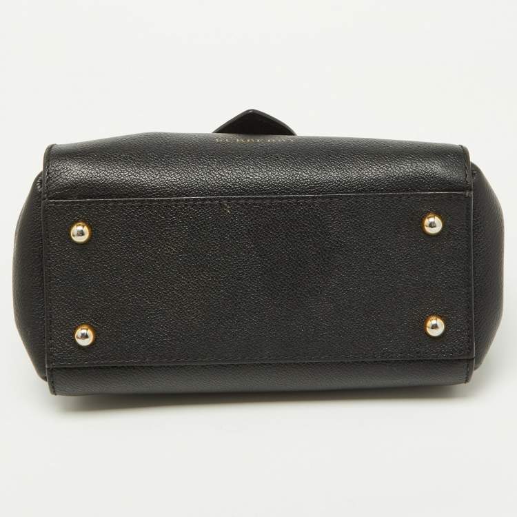Pre Owned Burberry Black Grained Leather Small Buckle Tote