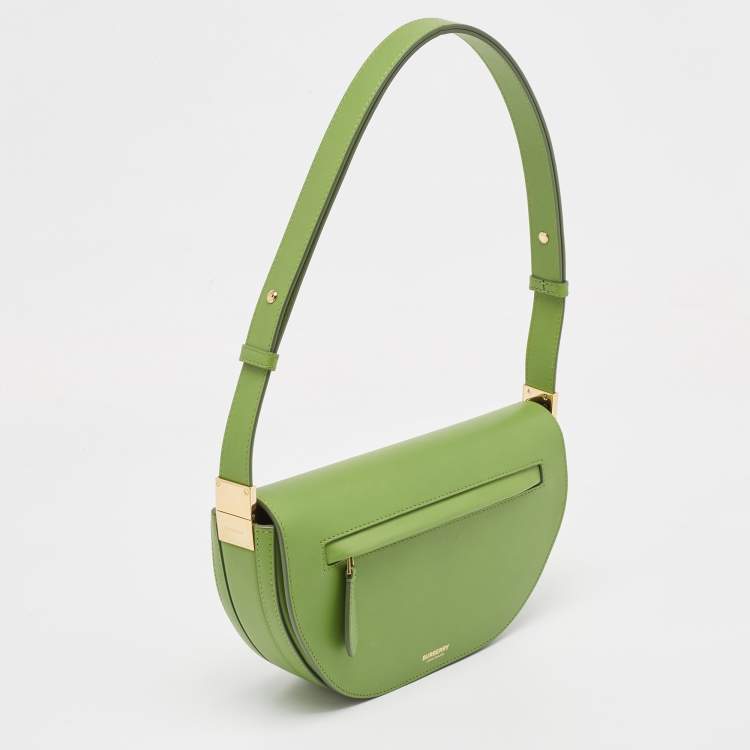 Pre Owned Burberry Green Leather Small Olympia Shoulder Bag