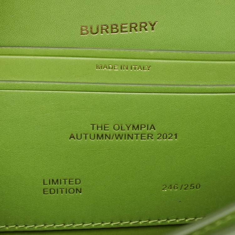 Pre Owned Burberry Green Leather Small Olympia Shoulder Bag