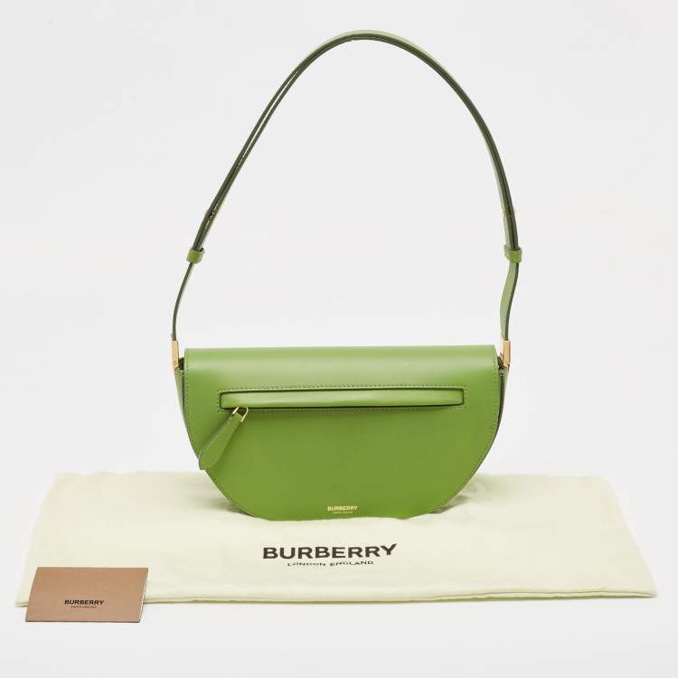 Pre Owned Burberry Green Leather Small Olympia Shoulder Bag
