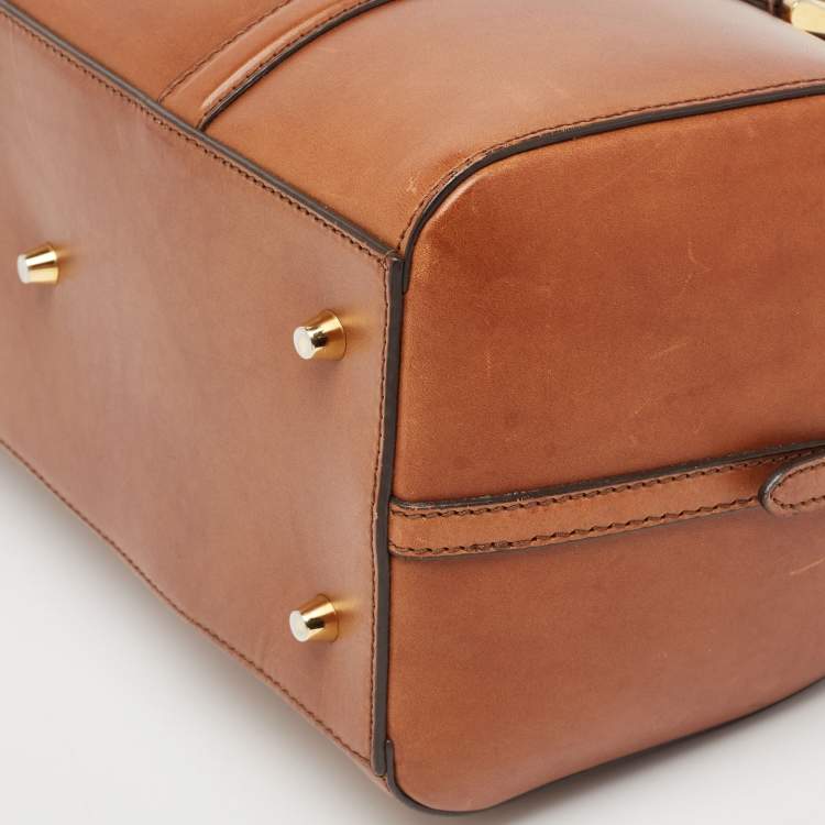 Pre Owned Burberry Tan Leather Medium Alchester Bowler Bag