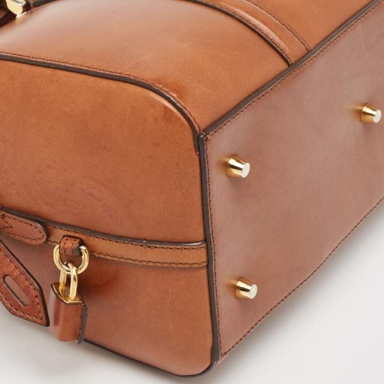 Pre Owned Burberry Tan Leather Medium Alchester Bowler Bag