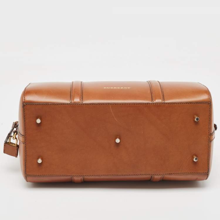 Pre Owned Burberry Tan Leather Medium Alchester Bowler Bag