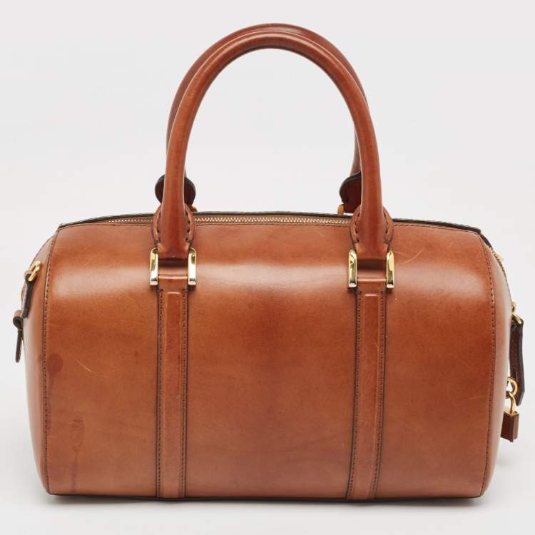 Pre Owned Burberry Tan Leather Medium Alchester Bowler Bag