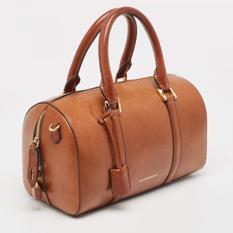 Pre Owned Burberry Tan Leather Medium Alchester Bowler Bag