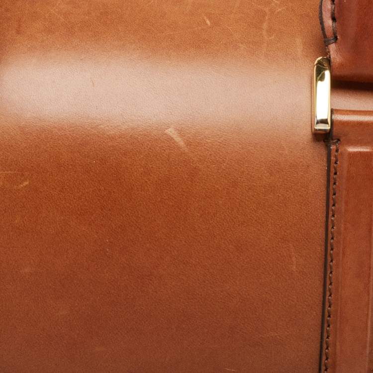 Pre Owned Burberry Tan Leather Medium Alchester Bowler Bag