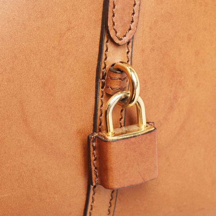 Pre Owned Burberry Tan Leather Medium Alchester Bowler Bag