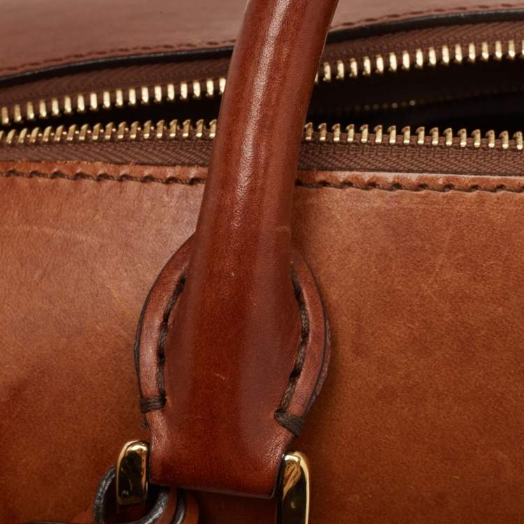 Pre Owned Burberry Tan Leather Medium Alchester Bowler Bag