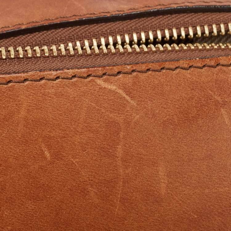 Pre Owned Burberry Tan Leather Medium Alchester Bowler Bag