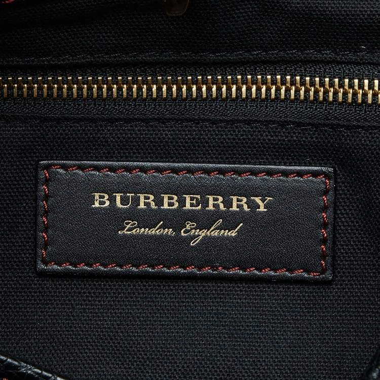 Pre Owned Burberry Multicolor House Canvas and Leather Patchwork Ashby Bucket Bag