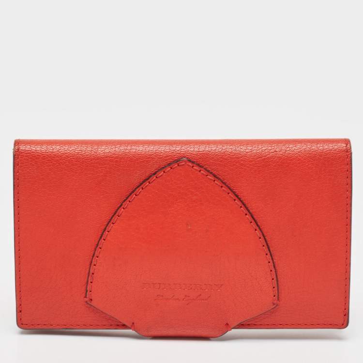 Pre Owned Burberry Red Leather Harlow Continental Wallet