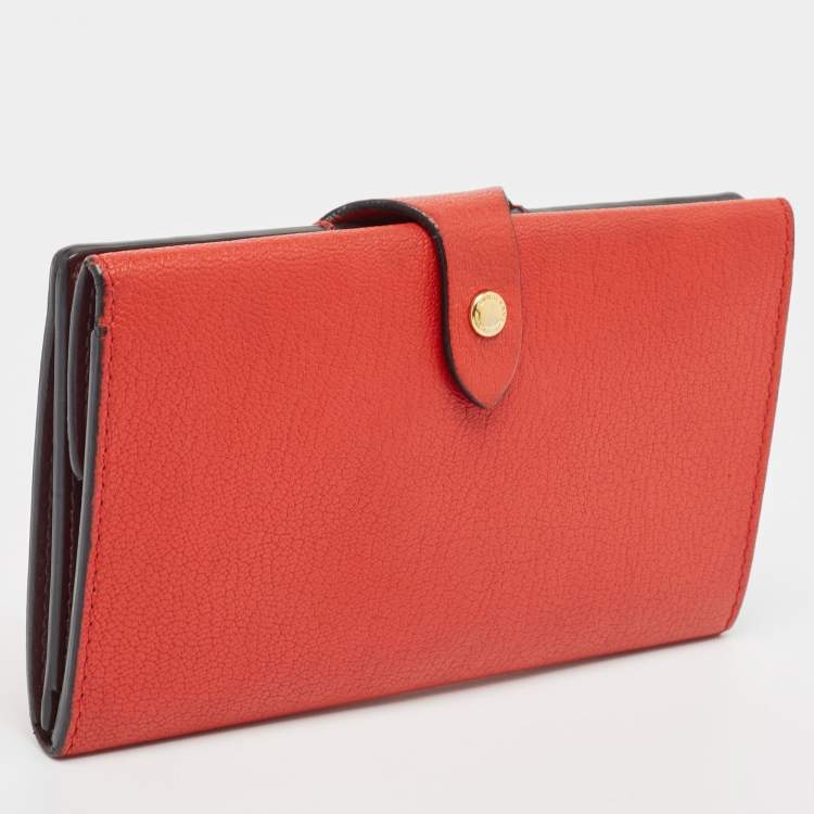 Pre Owned Burberry Red Leather Harlow Continental Wallet